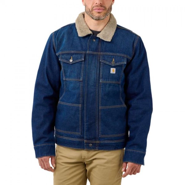 CARHARTT RELAXED FIT DENIM SHERPA-LINED JACKET